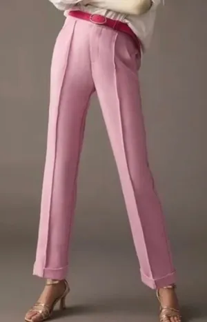 Anthropologie Maeve pink seam front trouser pant 4 thumbnail 1