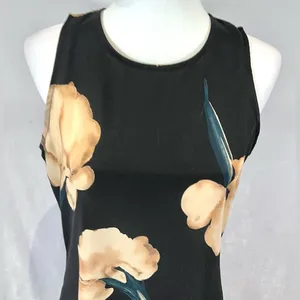 Vintage Black and mocha floral print maxi dress size small thumbnail 2