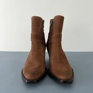 Antonio Melani Tabbie Oiled‎ Suede Pecan Pie Brown Western Buckle Boots thumbnail 2