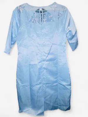 Baby Blue Floral Embroidered Midi Dress XL NWOT Elegant WeddingGuest Formal Chic thumbnail 7