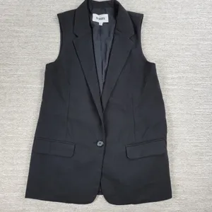 BB Dakota Malcolm Blazer Vest Womens Small Black Notched Lapel Long Line Evening thumbnail 10
