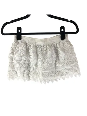 OndadeMar Womens White Lace Mini Skirt Size Small 100% Cotton Swim Cover thumbnail 2