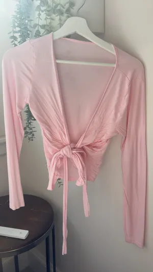 Amazon Pink wrap front long sleeve top thumbnail 1