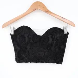 Naked Wardrobe Womens Black Lace Bustier Crop Top Sweetheart NWSP20-T7 Small thumbnail 2
