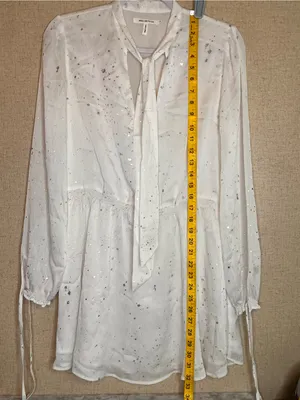 Avec Les Filles White Tie-Neck Long Sleeve Mini Dress thumbnail 5