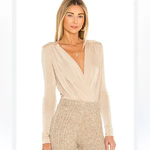 Free People Revolve Turnt Bodysuit Shimmer Sexy Date Going Out Neutral Cream Tan thumbnail 2