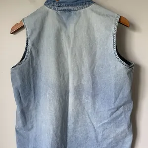 NY Line Vintage 1990's Blue Denim 100% Cotton Tank Top Collar Women Size Medium thumbnail 4