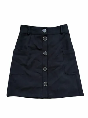 Sezane Lorraine Black A-line Button Front Skirt 34 XS thumbnail 2