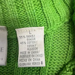 First Issue by Liz Claiborne Lime Green Cable Knit 1/4 Zip Mock Neck Sweater Lar thumbnail 3