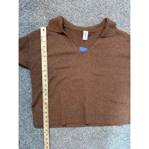 New Abound Womens Brown Marled V-Neck Polo Collar Sweater Medium thumbnail 6