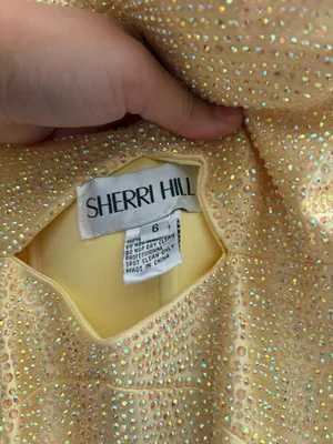 Sherri Hill Prom Dress Yellow Sparkly Long thumbnail 4