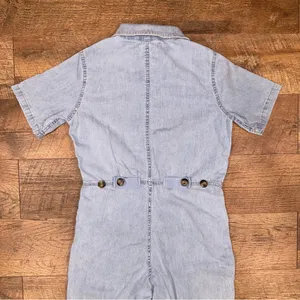 Super Cute Light Blue Button Up Denim Jumpsuit Size XS thumbnail 6
