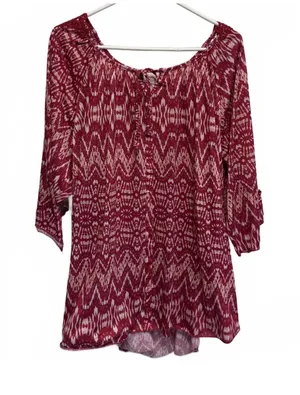 French Laundry Red and White Crochet Sleeves Blouse Plus Size 3X thumbnail 1