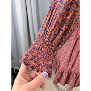 Rebecca Minkoff Floral Peasant Dress XXL Boho Smocked Tiered Mini -‎ AS IS thumbnail 9