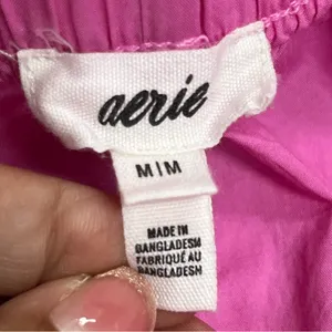 pink aerie shorts size Medium paper bag high waisted ruffle hem lightweight thumbnail 4