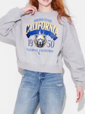 ModernLux Golden State California Bear Graphic Sweatshirt Gray XXS NWT thumbnail 1