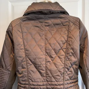 BCBGMAXAZRIA Quilted Puffer Women’s Coat Coffee Brown Sz S Full-Zip Long Hooded thumbnail 7