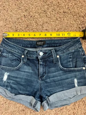 Bebe Dark Blue Rolled Cuff Denim Shorts size 26 thumbnail 5