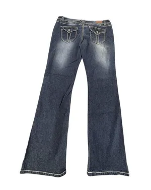 Bongo Dark Wash Bootcut Jeans Womens 11 Contrast Stitching Back Flap Pockets thumbnail 2