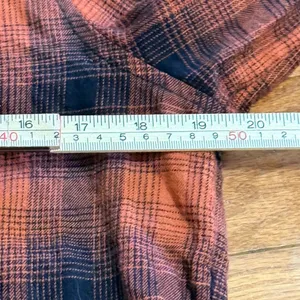 Autumn Inspired Burnt Orange Navy Plaid Button Front Empire Waist Shirt Dress M thumbnail 5