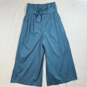 Zara Woman XS Teal Paperbag Wide Leg‎ Pant Tie Belt Minimalist Chic Summer Vaca thumbnail 1