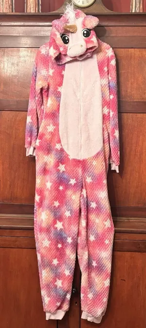 Celebrate Halloween Unicorn Costume Womens Large Hooded Plush Full Zip One Piece thumbnail 1
