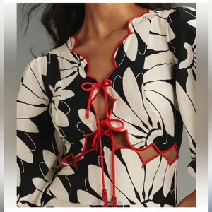 FARM Rio x Anthropologie Cutout Tiered Linen Maxi Dress XS‎ thumbnail 2