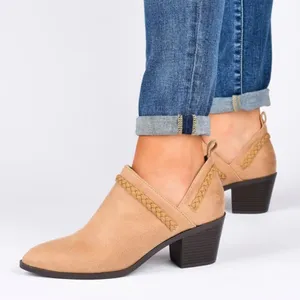 JOURNEE COLLECTION Sophie Braided Strap Bootie, Block‎ Heel, Tan, Size 11, NWT thumbnail 1
