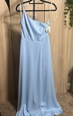 Celebrate Blue Ruched One-Shoulder Gown for Weddings thumbnail 2