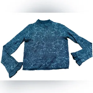 by Anthropologie Hanna Lace Merino Wool Mock‎ Neck Sweater Sz M Black Sheer thumbnail 9