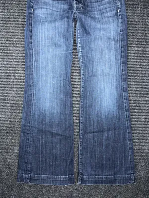 7 For All Mankind Dojo Low Rise Trouser Flare Leg Jeans 28 (30x30) USA Made flaw thumbnail 4