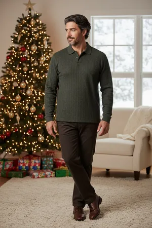 Van Heusen Men’s Long Sleeve dark green XL thumbnail 1