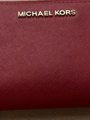 Michael Kors Wine Saffiano Leather Wallet with Gold Logo thumbnail 2