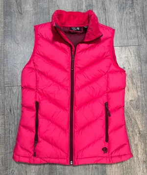 Mountain Hardwear Womens Pink Quilted 650 Down‎ Puffer Vest XS Fleece Collar thumbnail 1