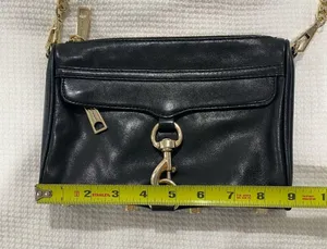 Rebecca Minkoff Mini M.A.C Leather Crossbody Bag Black/Light Gold thumbnail 11