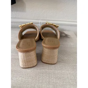 A New Day Kathleen Beige Raffia Crystal Buckle Block Heel Slide Sandals Size 10 thumbnail 5