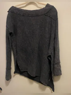 We The Free People Womens XS 44” Gray & Black Off The Shoulder Asymmetrical thumbnail 1