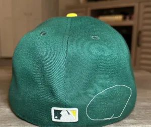 New Era Oakland Athletics A's Fitted 59Fifty Sz 7 3/8 MLB Green Yellow On Field thumbnail 4