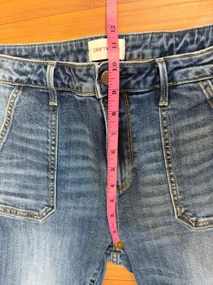 Driftwood Farrah Patch Pocket Flare Bell Bottom Jeans Raw Hem Blue Size 30 thumbnail 7