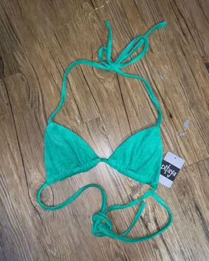 Tic Toc Green Bikini Top Terry Cloth thumbnail 1