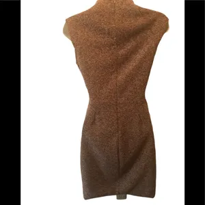 Zara Tweed Flecked Knit Lined Sheath Pencil Dress XS Career Fitted Mock Neck thumbnail 7