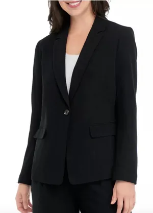 Wonderly Relaxed Blazer True Black Linen Blend Single Button Jacket Womens Small thumbnail 1