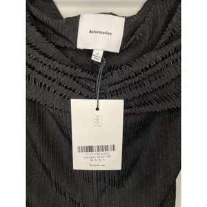 NWT Reformation Amabel Knit Top Black Off Shoulder Ruched S thumbnail 3
