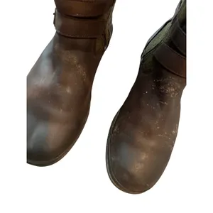 UGG Australia Brown Leather Olive Green Wool Buckle Moto Boots Womens 9.5 thumbnail 2