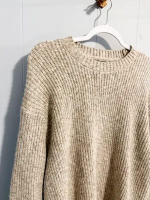 Abercrombie & Fitch Oversized Crewneck Sweater in Oatmeal thumbnail 2