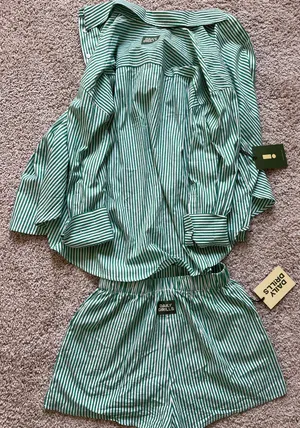 Green white Striped Poplin Set thumbnail 2