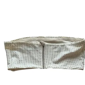 NWT Weworewhat Sleeveless Crystal Bandeau Crop Top Studded Rhinestones XXS White thumbnail 6