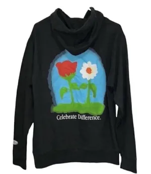 Petals and Peacock Oversized Unisex Black Hoodie(Size Small) thumbnail 1
