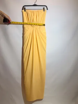 Elliatt Amara Butter Yellow Strapless Sculpted Waist Formal Maxi Dress Size S thumbnail 4
