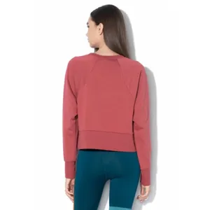 Nike Dri-FIT Womens Cropped Pullover Sweatshirt‎ Embossed Logo Rose Red Medium thumbnail 3
